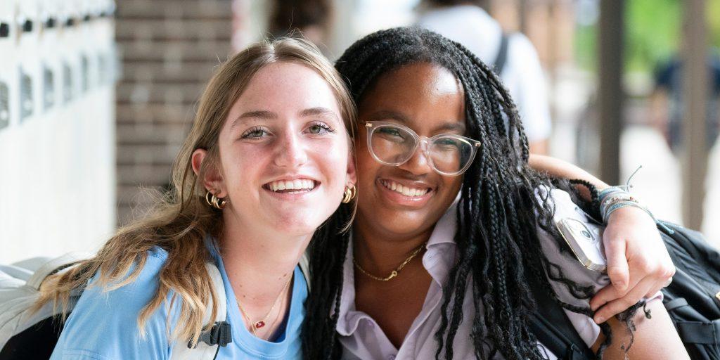 Private high school students smiling 